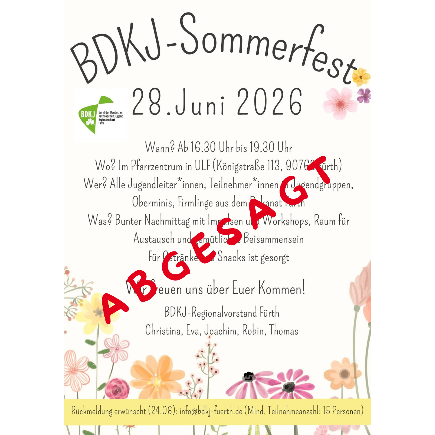 Sommerfest Absage